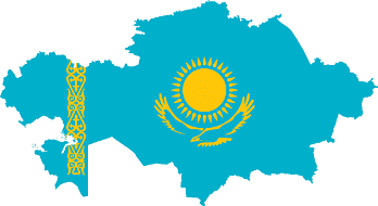Карта Казахстана в цветах флага